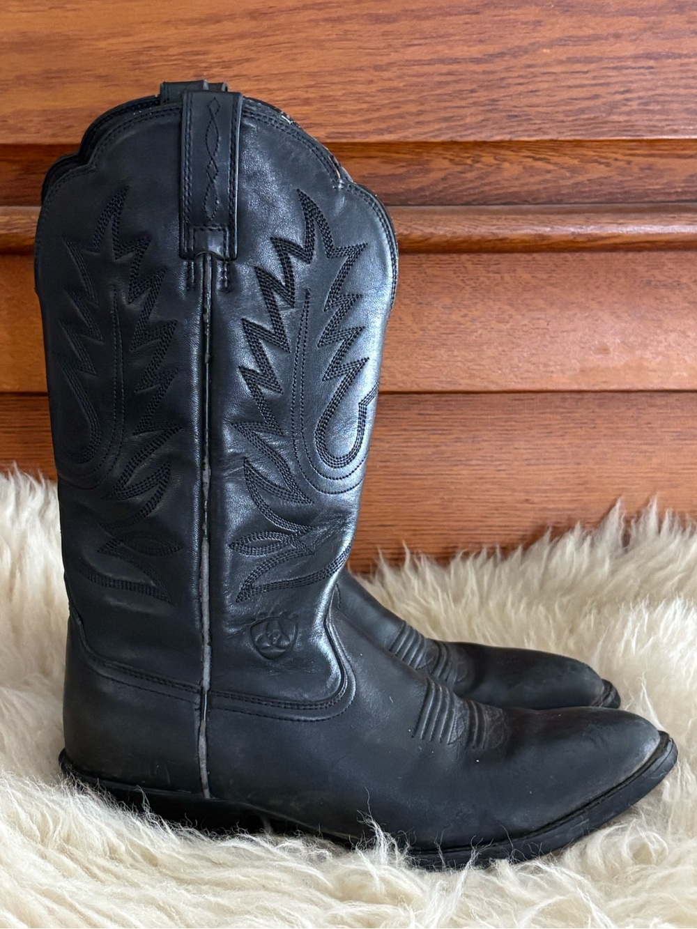 Ariat Black Leather Heritage Western Boots